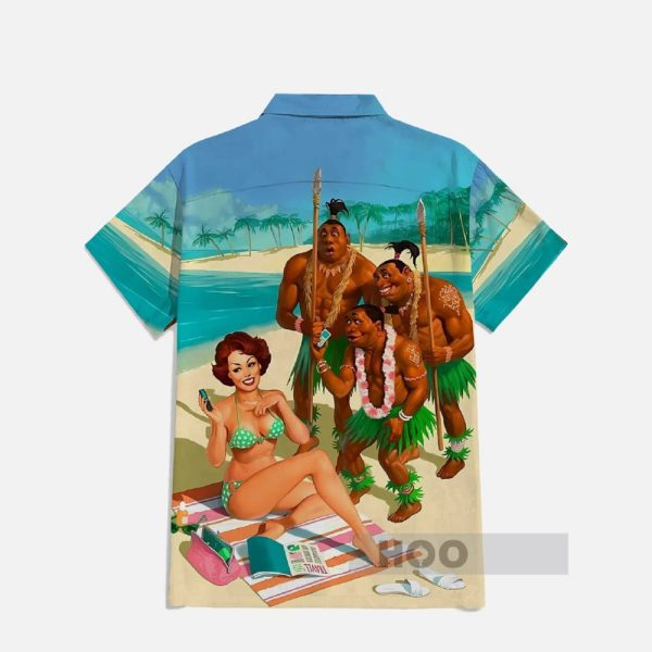 Cartoon Tribesmen And Bikini Beauty Hawaiian Shirt