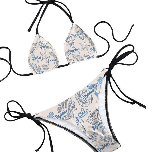 Coastal Coquette – Personalized Sea Lover Triangle Bikini Swimsuit