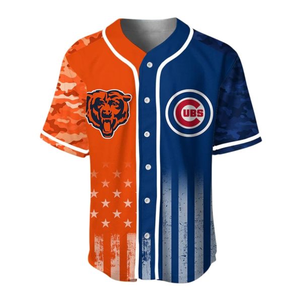 Cubs Bears Camo Customized Baseball Jersey
