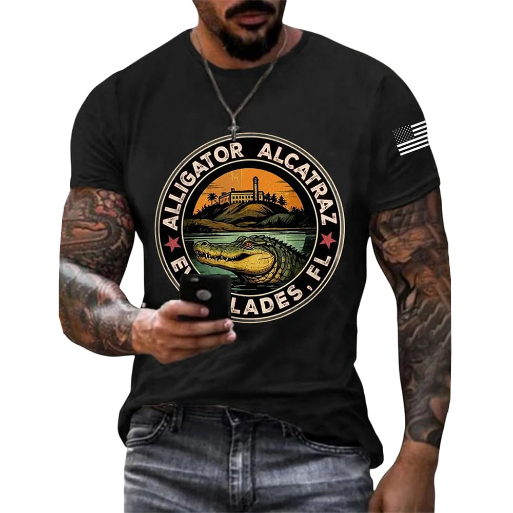 Retro Alligator Alcatraz Funny Florida Everglades Dark Humor Tee Retro Alligator Alcatraz Funny Florida Everglades Dark Humor Tee