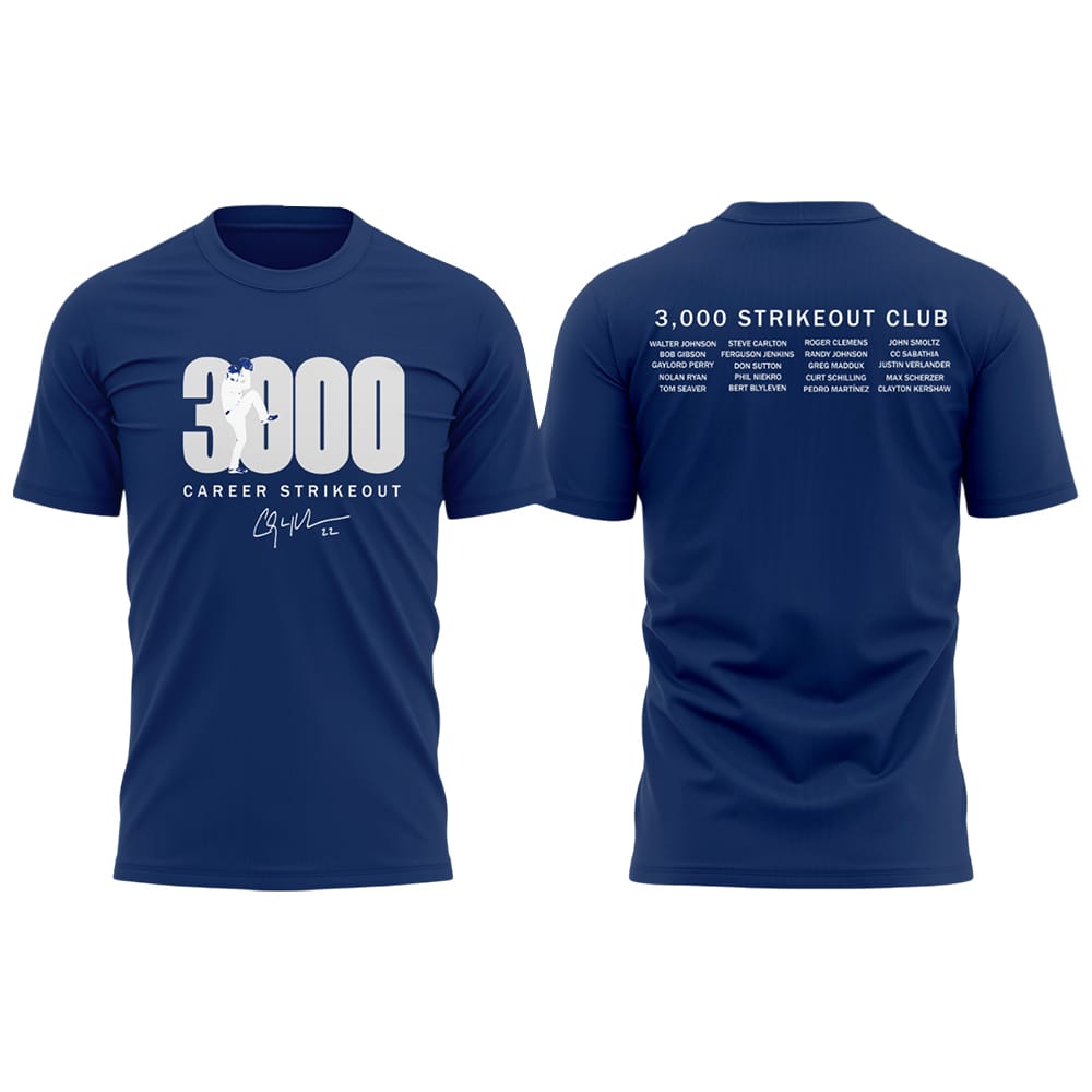 Dodgers Clayton Kershaws 3000th Strikeout 2025 Shirt Dodgers Clayton Kershaw's 3000th-Strikeout 2025 Shirt