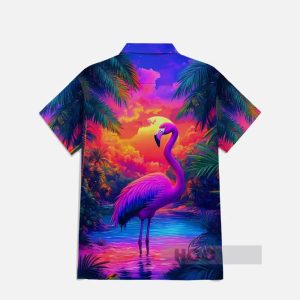 Flamingo Neon Brightly Hawaiian Shirt1