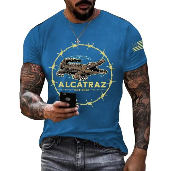 Men’s Alligator Alcatraz Funny Florida Everglades Dark Humor Tee