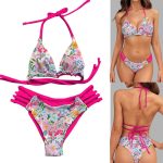 Floral Halter Bikini Set For Women
