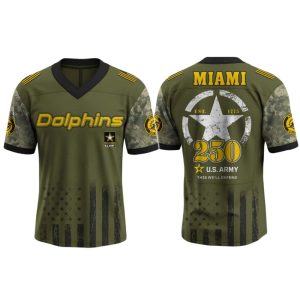Dolphins US ARMY 250th Birthday Celebration Football Jersey 2025