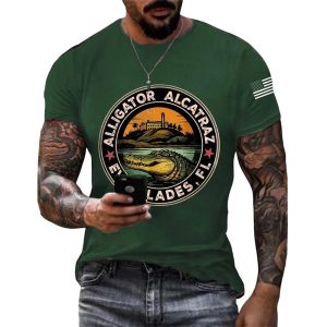 Retro Alligator Alcatraz Funny Florida Everglades Dark Humor Tee1