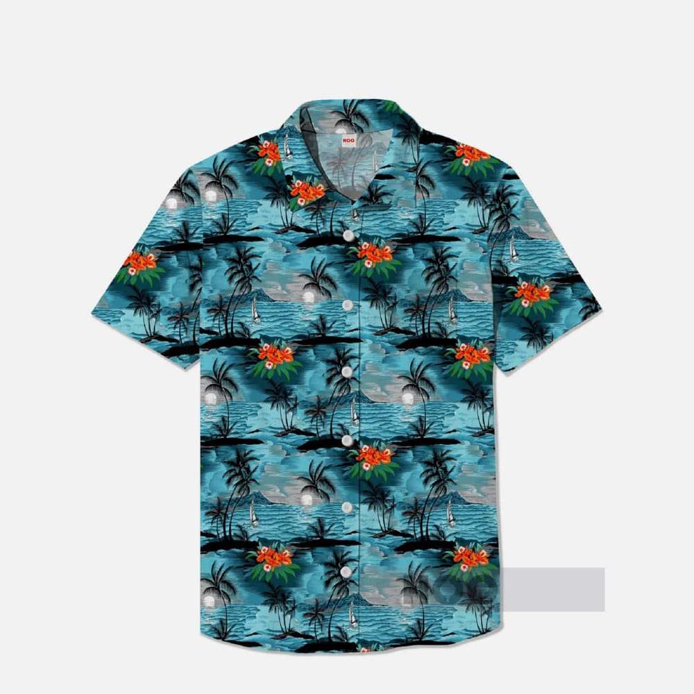 Hawaii Blue Ocean And Palm Trees Hawaiian Shirt Hawaii Blue Ocean And Palm Trees Hawaiian Shirt