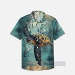Hawaii Vintage Map And Sea Turtle Hawaiian Shirt