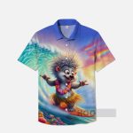 Hawaiian Funny Animals Grass Skirt Hedgehog Surfing Hawaiian Shirt