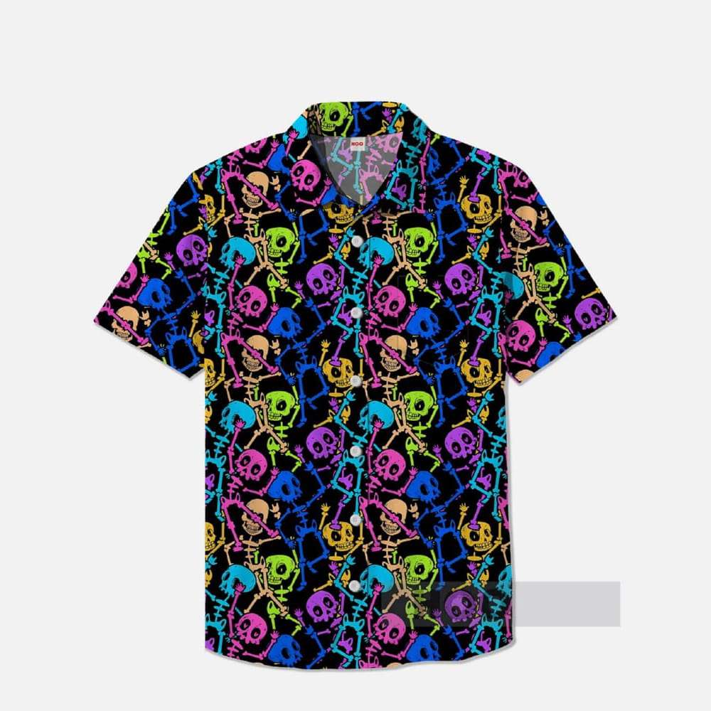 Hawaiian Neon Rainbow Skulls Hawaiian Shirt Hawaiian Neon Rainbow Skulls Hawaiian Shirt