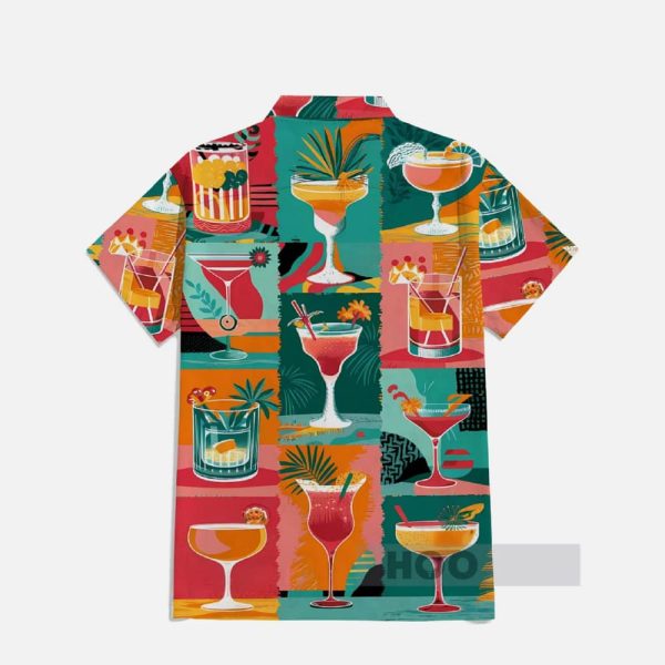 Hawaiian Patchwork Vintage Cocktail Menu Hawaiian Shirt