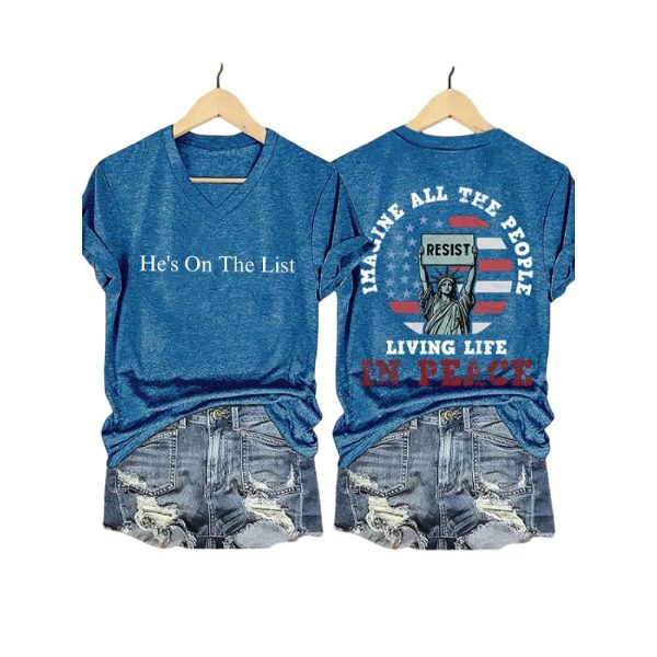 He’s On The List Imagine All The People Living Life in Peace Shirt
