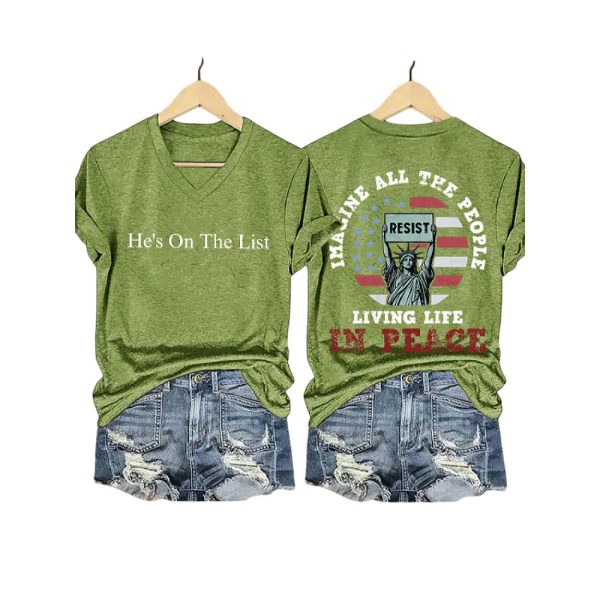 He’s On The List Imagine All The People Living Life in Peace Shirt