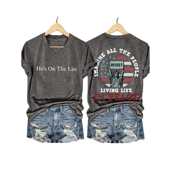 He’s On The List Imagine All The People Living Life in Peace Shirt