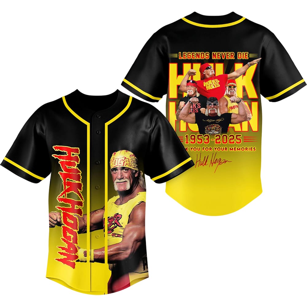 Hulk Hogan Legend Never Die 1953 2025 Thank You For The Memories Baseball Jersey Hulk Hogan Legend Never Die 1953-2025 Thank You For The Memories Baseball Jersey