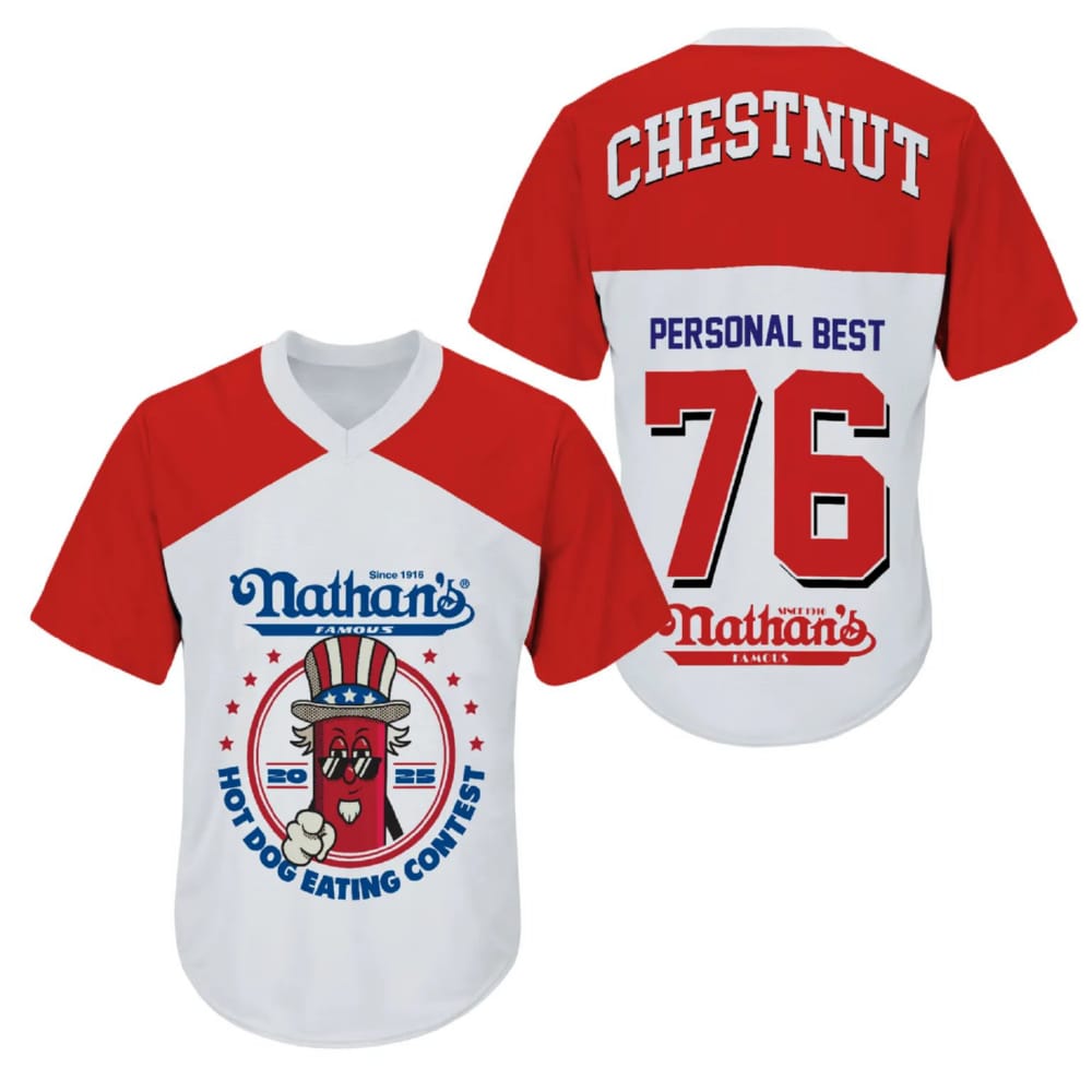Joey Chestnut Nathan Famous Hot Dog Contest 2025 Jersey Joey Chestnut Nathan Famous Hot Dog Contest 2025 Jersey
