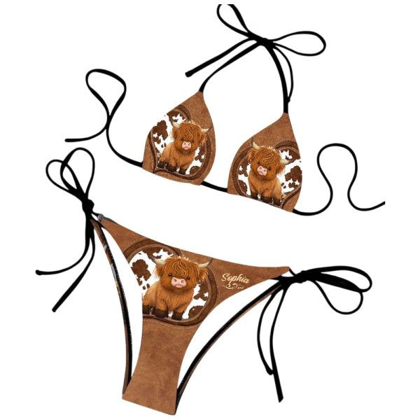 Just A Girl Who Loves Highland Cows Personalized Triangle Bikini Swimsuit