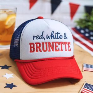 Red White And Brunette Embroidery Hat