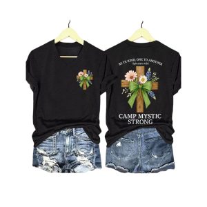 Texas Strong Green Bow Cross Be Ye Kind One to Another Ephesians 432 Camp Mystic Strong Shirt2