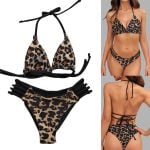 Leopard Halter Bikini Set For Women