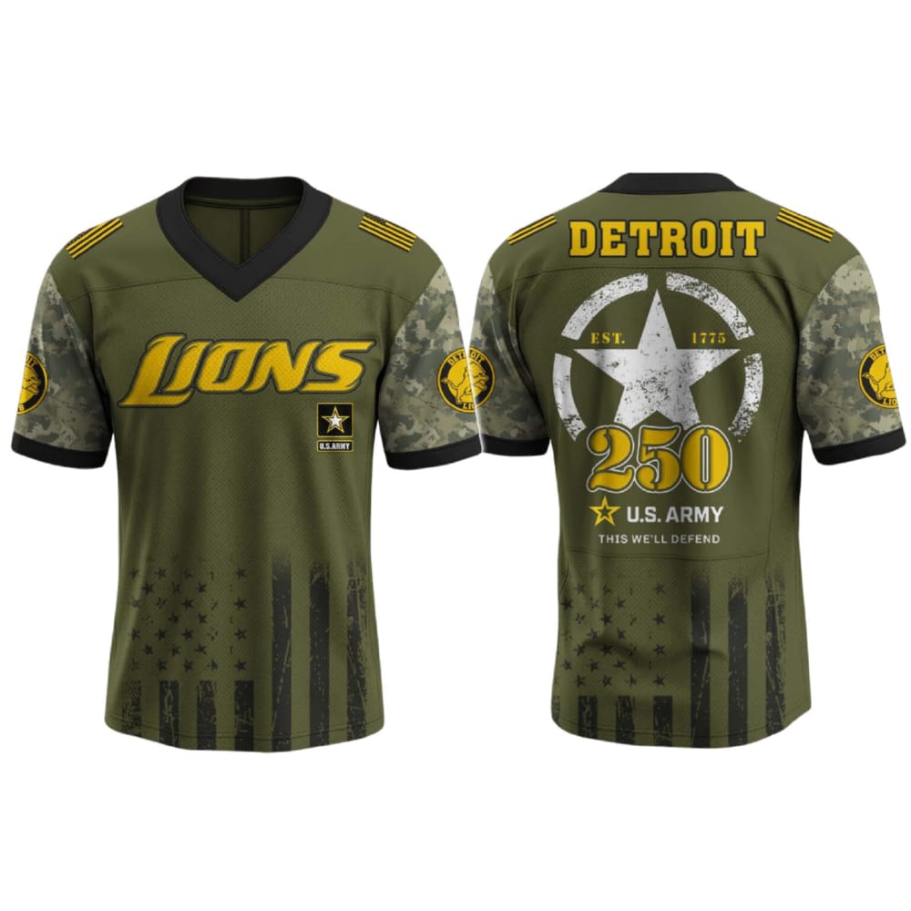 Lions US ARMY 250th Birthday Celebration Football Jersey 2025 Lions US ARMY 250th Birthday Celebration Football Jersey 2025