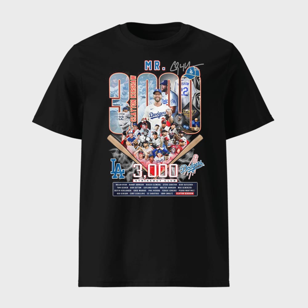 Mr 3000 Clayton Kershaw Strikeout Club Shirt 1 Mr 3000 Clayton Kershaw Strikeout Club Shirt