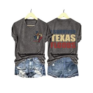 Texas Strong Cow Skull Texas State Flag I Survived Texas Floods Pray For Texas Shirt2