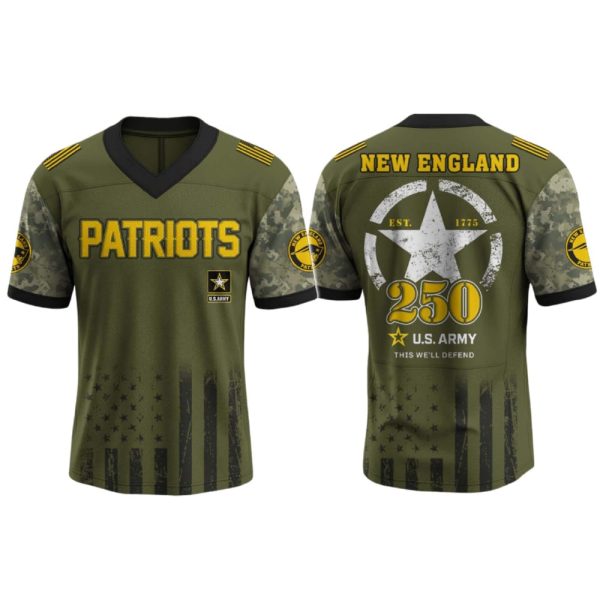 Patriots US ARMY 250th Birthday Celebration Football Jersey 2025
