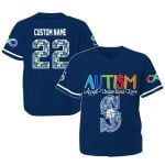 Personalized Mariners Autism Awareness Baseball Jersey