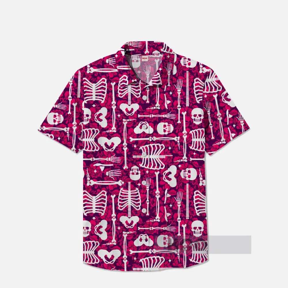 Pink Florals And Skulls Hawaiian Shirt Pink Florals And Skulls Hawaiian Shirt