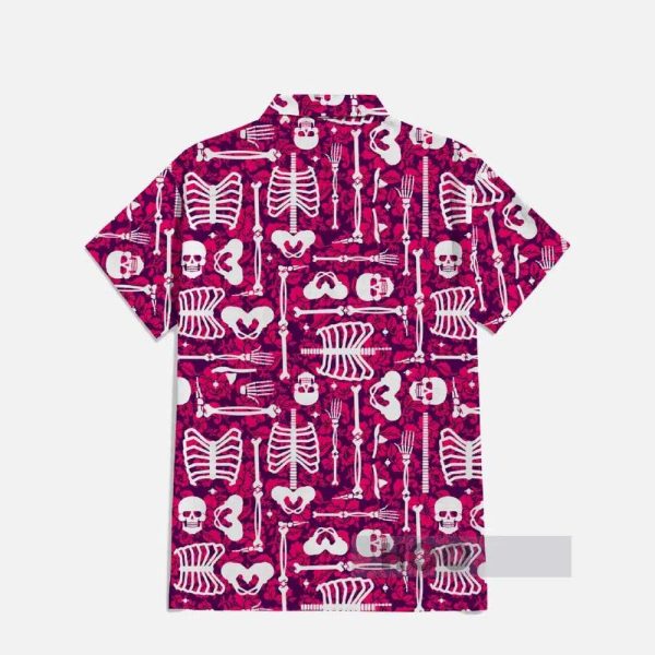 Pink Florals And Skulls Hawaiian Shirt