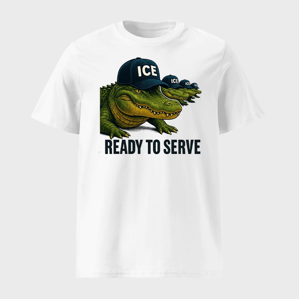 Ready to Serve Alligator Alcatraz wearing ICE Hat Shirt 1 Ready to Serve Alligator Alcatraz wearing ICE Hat Shirt
