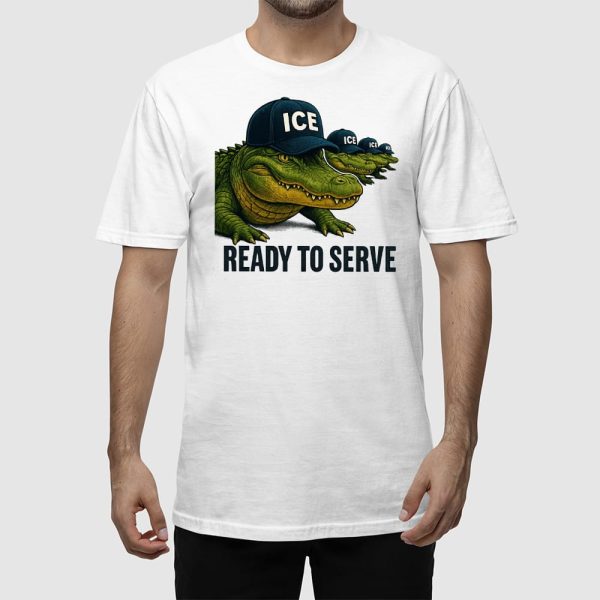 Ready to Serve Alligator Alcatraz wearing ICE Hat Shirt