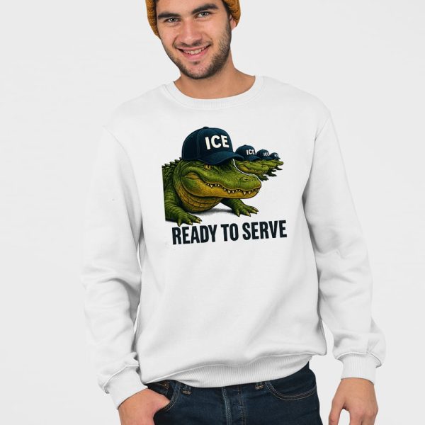 Ready to Serve Alligator Alcatraz wearing ICE Hat Shirt