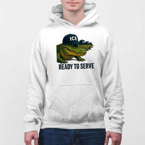 Ready to Serve Alligator Alcatraz wearing ICE Hat Shirt