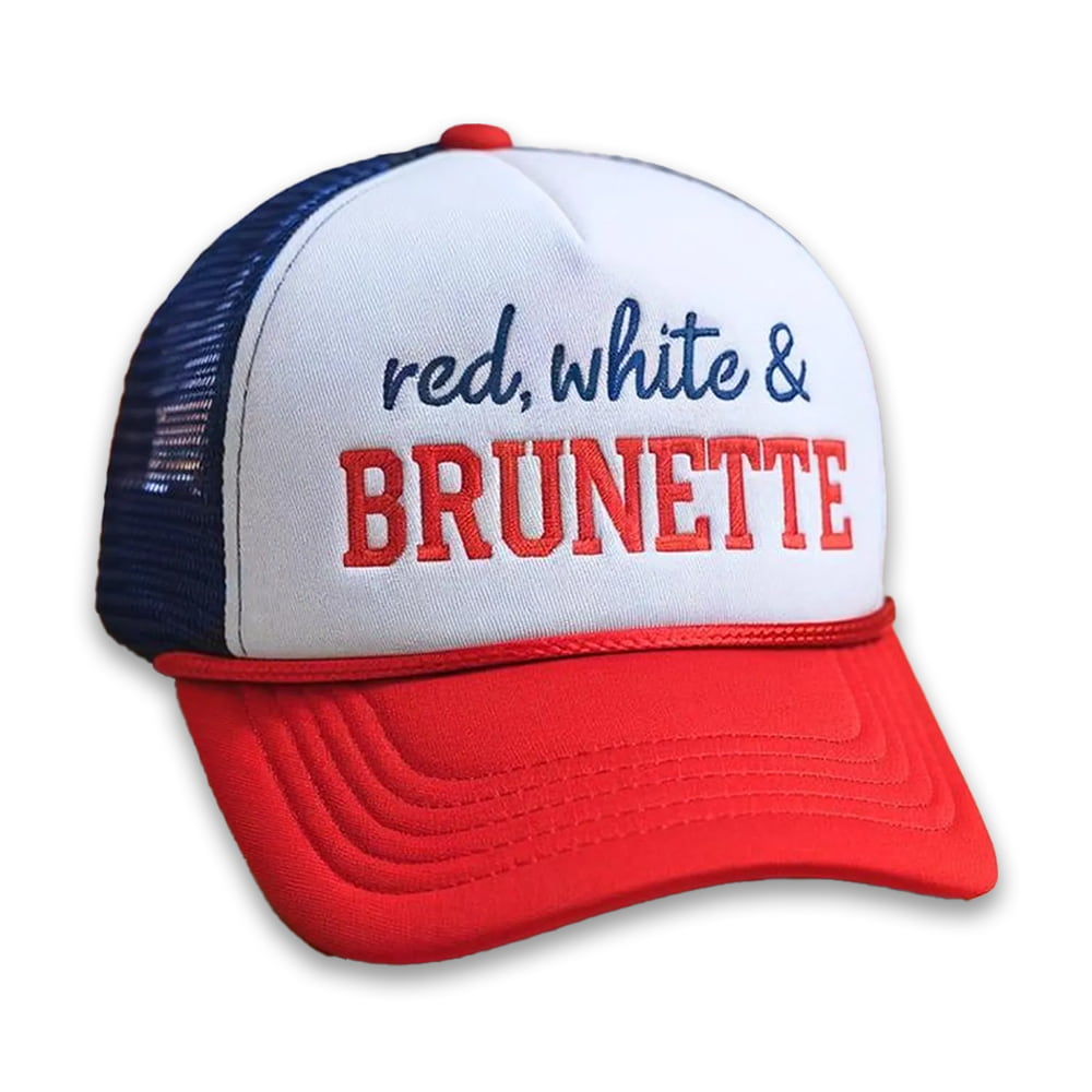 Red White And Brunette Embroidery Hat Red White And Brunette Embroidery Hat