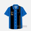 Retro Blue Camping Stripes And Palm Trees Silhouettes Hawaiian Shirt