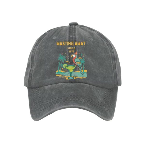 Retro Parrot Margarita Wasting Away Since 1977 Print Baseball Cap
