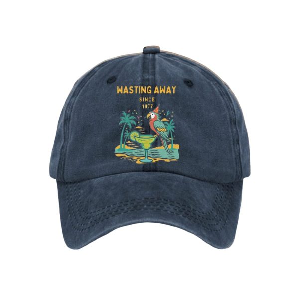 Retro Parrot Margarita Wasting Away Since 1977 Print Baseball Cap