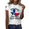 Retro Texas Strong God Made Jesus Saved Texas Print T-Shirt