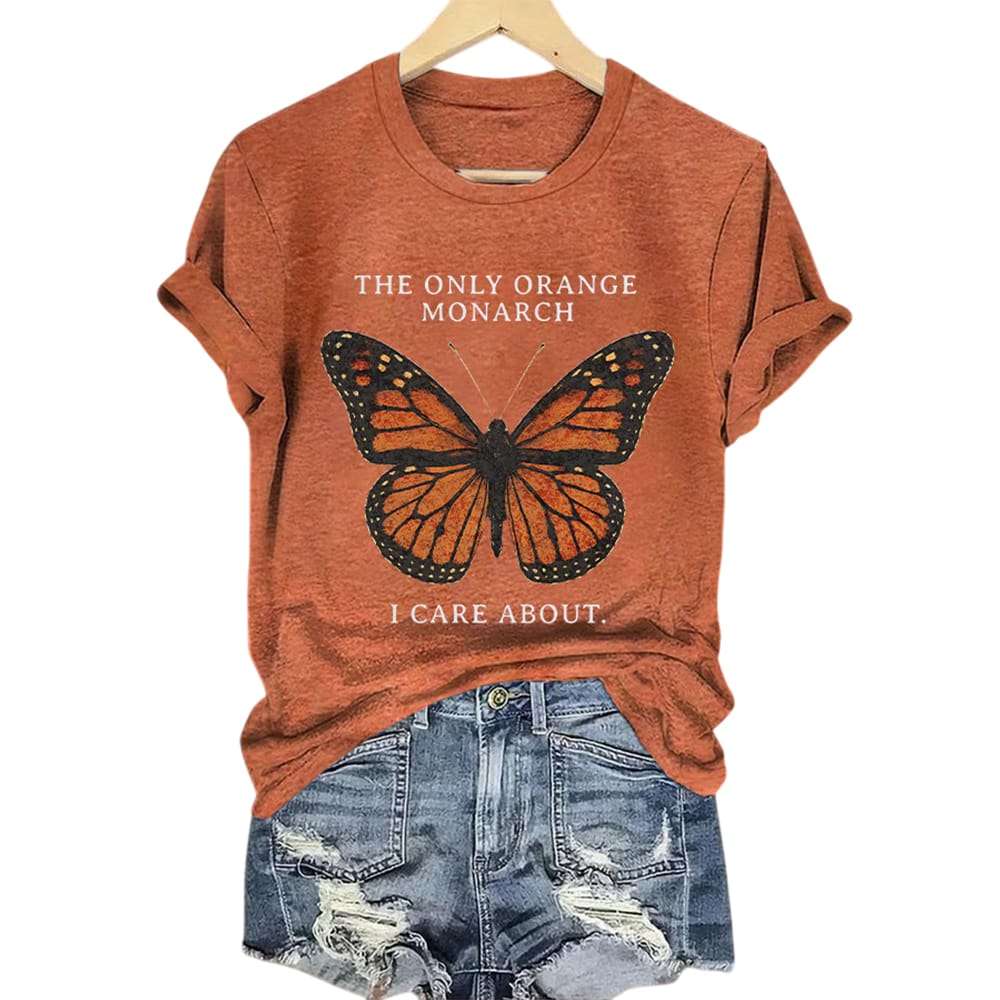 Retro The Only Orange Monarch I Care About Print T Shirt Retro The Only Orange Monarch I Care About Print T-Shirt