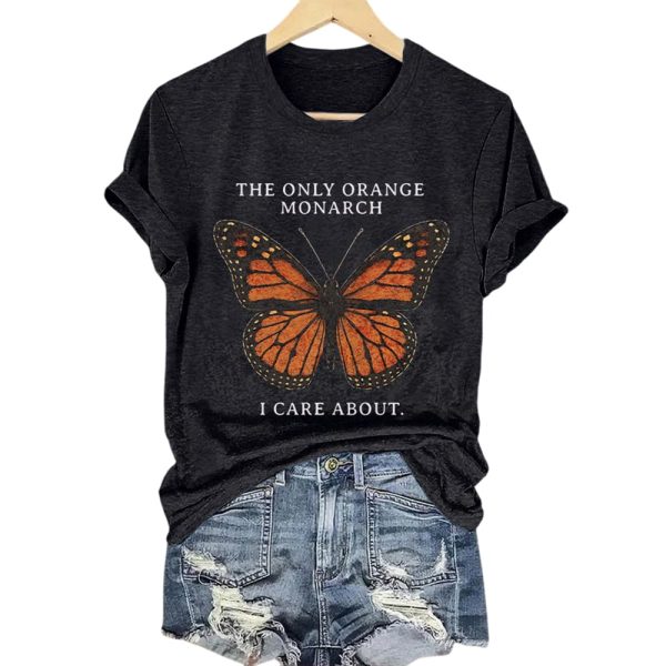 Retro The Only Orange Monarch I Care About Print T-Shirt