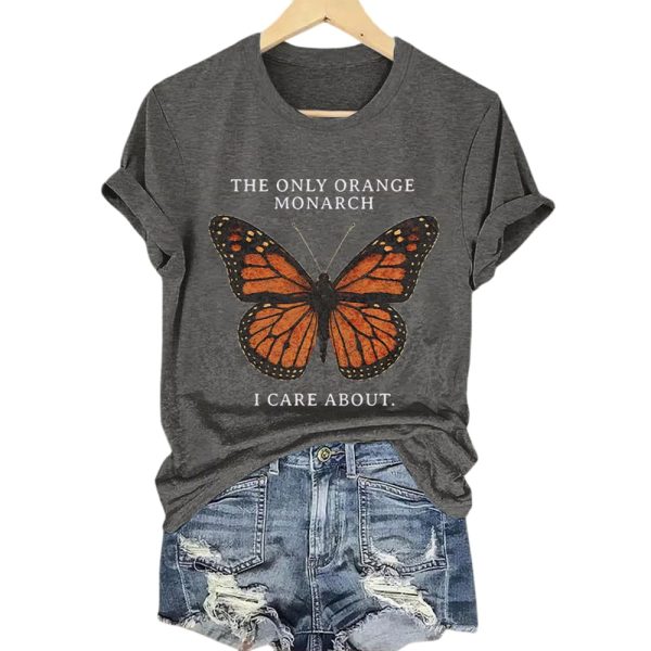Retro The Only Orange Monarch I Care About Print T-Shirt