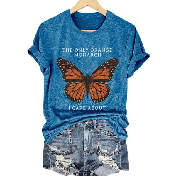 Retro The Only Orange Monarch I Care About Print T-Shirt