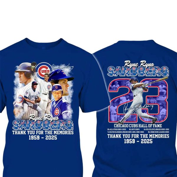 Ryne Ryno Sandberg Thank You For The Memories 1959-2025 Shirt