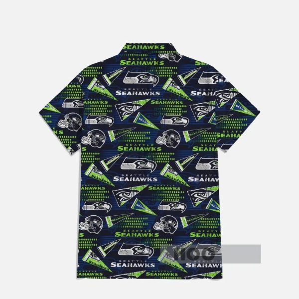 Seahawks And Helmet Ocean Blue Hawaiian Shirt