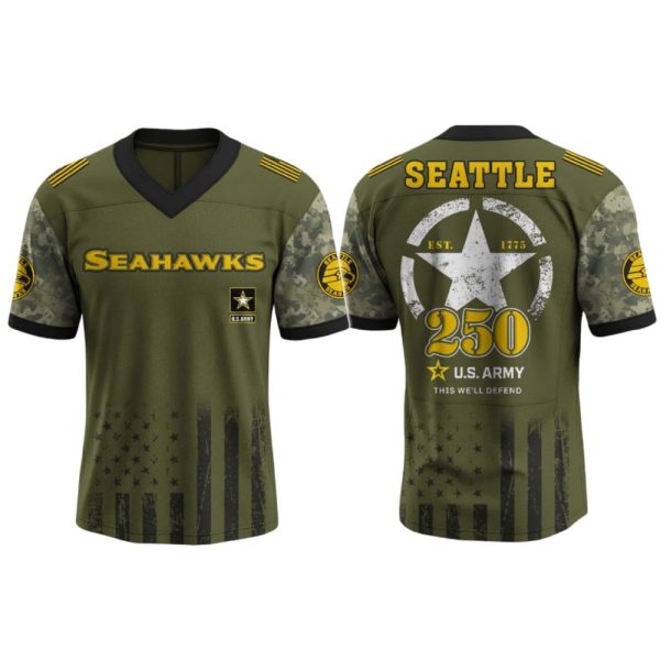 Seahawks US ARMY 250th Birthday Celebration Football Jersey 2025