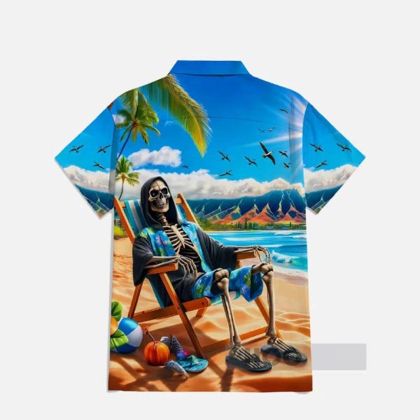 Skull Vacation Sunbathing Hawaiian Shirt