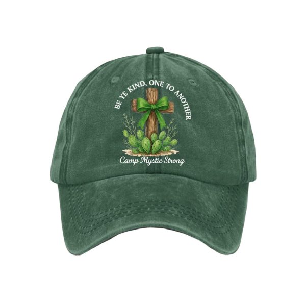 Texas Strong Green Bow Cross Be Ye Kind One to Another Camp Mystic Strong Baseball Cap