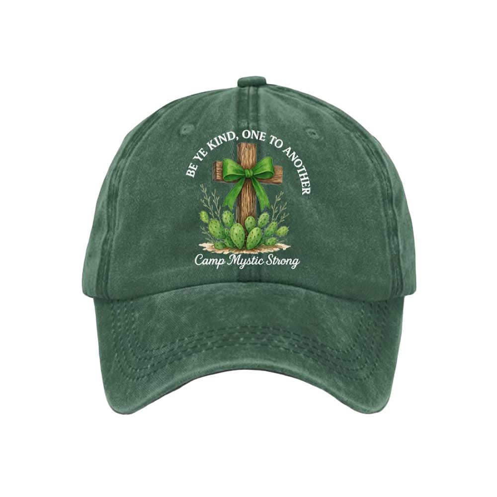 Texas Strong Green Bow Cross Be Ye Kind One to Another Camp Mystic Strong Baseball Cap Texas Strong Green Bow Cross Be Ye Kind One to Another Camp Mystic Strong Baseball Cap